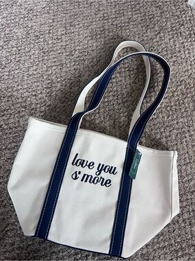 Canvas Tote Bag - 'love you s'more' Embroidered - Navy & Cream